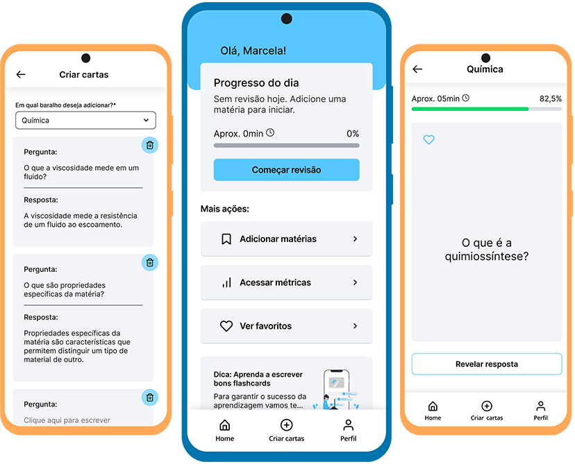 Tela de revisão do Academy Cards mostrando uma carta para revisar